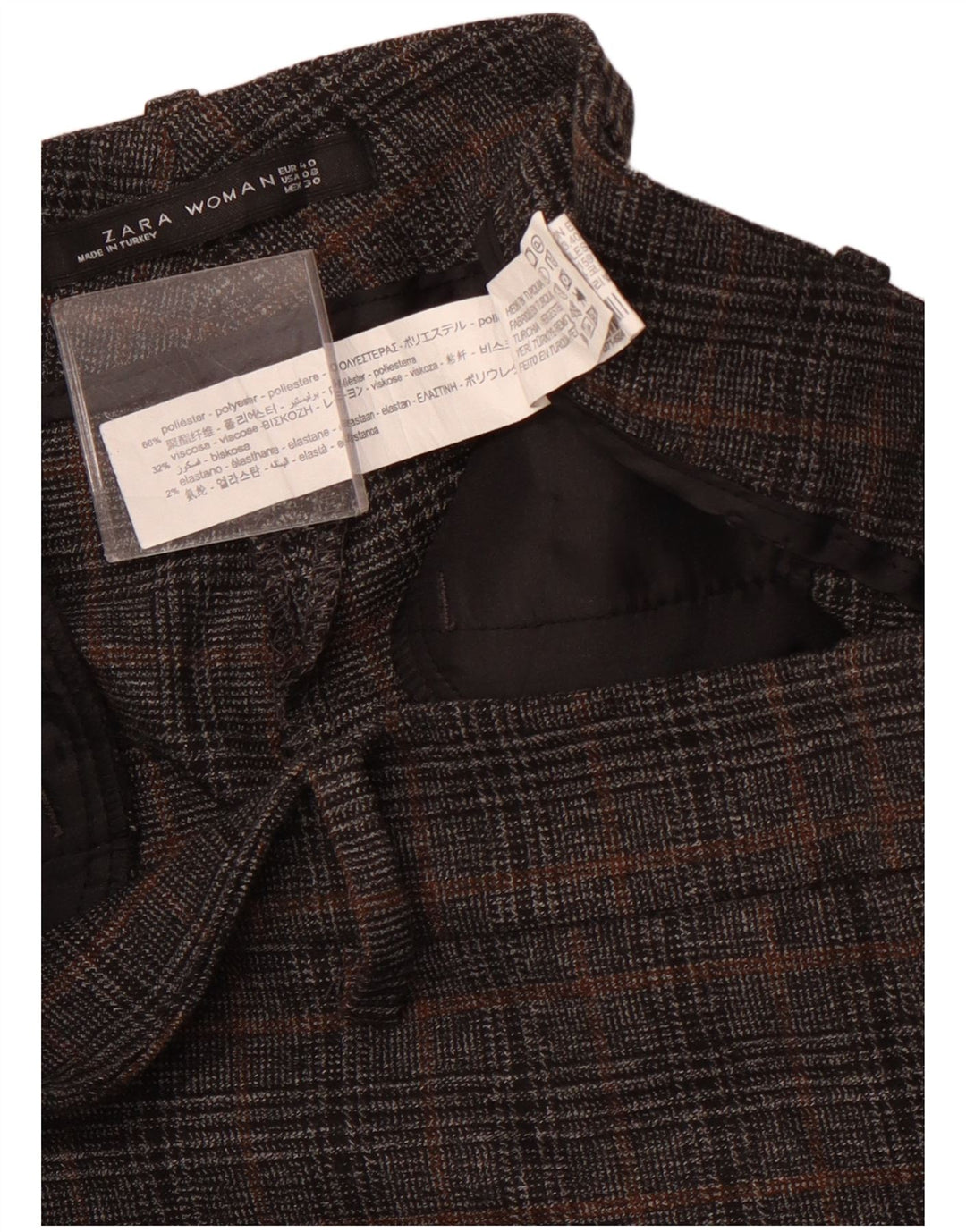 ZARA Womens Slim Cropped Trousers EU 40 Medium W30 L23 Grey Houndstooth