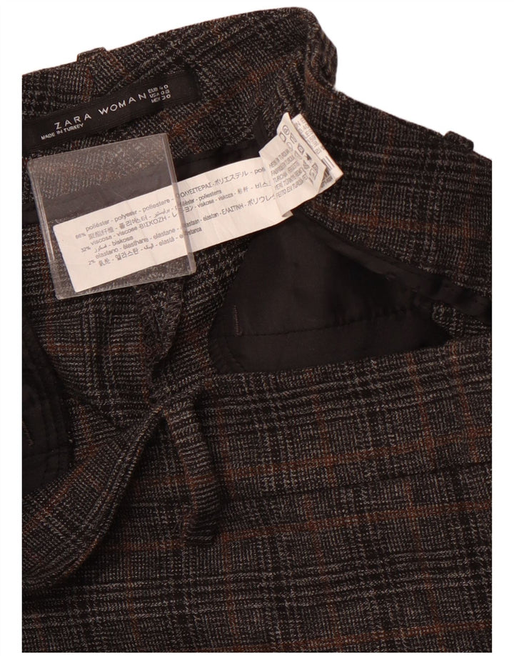 ZARA Womens Slim Cropped Trousers EU 40 Medium W30 L23 Grey Houndstooth