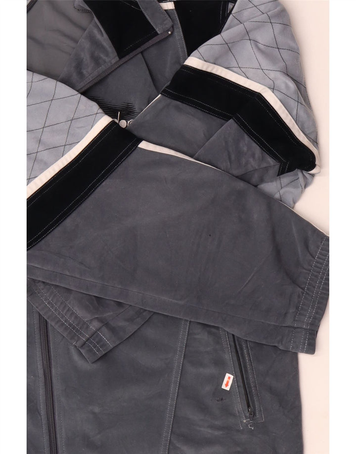 DIADORA Mens Graphic Velour Tracksuit Top Jacket UK 46 XL Grey Colourblock