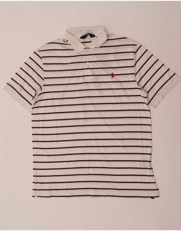 Polo Golf Ralph Lauren Mens Pro Fit Polo Shirt Large White Striped Cotton