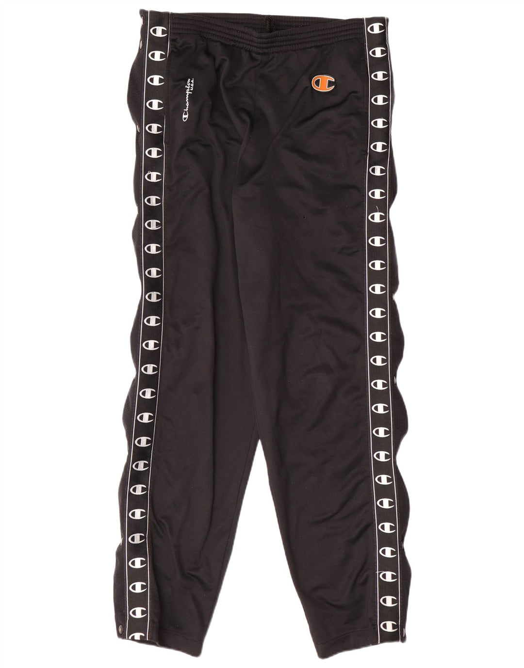 CHAMPION Mens Graphic Tracksuit Trousers Small  Black Polyester