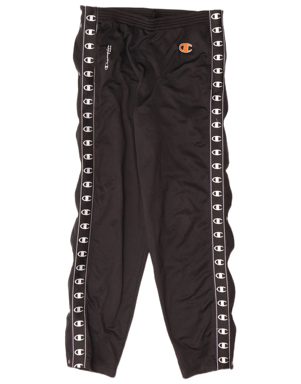 CHAMPION Mens Graphic Tracksuit Trousers Small  Black Polyester