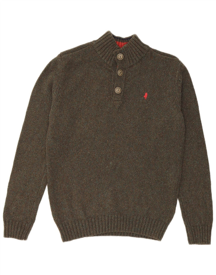 Marlboro Classics Mens Button Neck Jumper Sweater Large Grey Wool