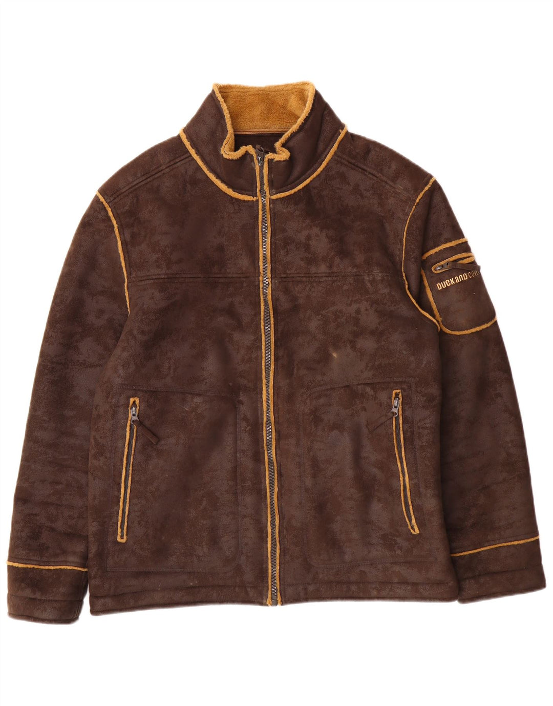 DUCK AND COVER Mens Sherpa Jacket UK 40 Large Brown Polyester