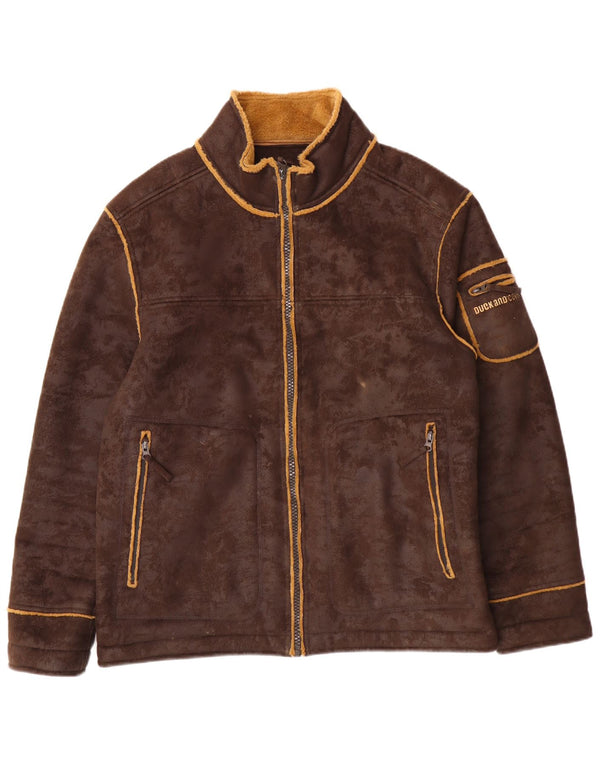 DUCK AND COVER Mens Sherpa Jacket UK 40 Large Brown Polyester