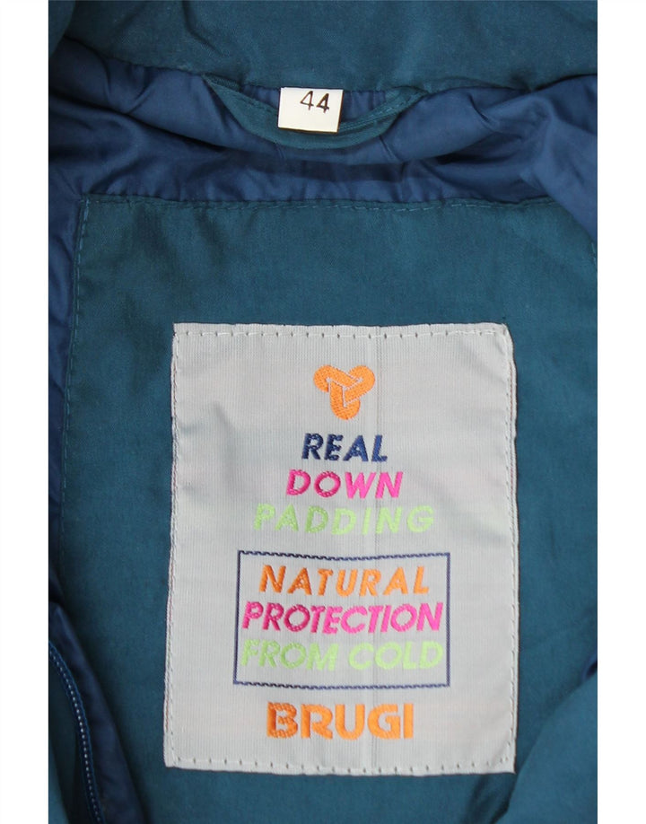 BRUGI Womens Oversized Hooded Padded Coat IT 44 Medium Blue Polyester