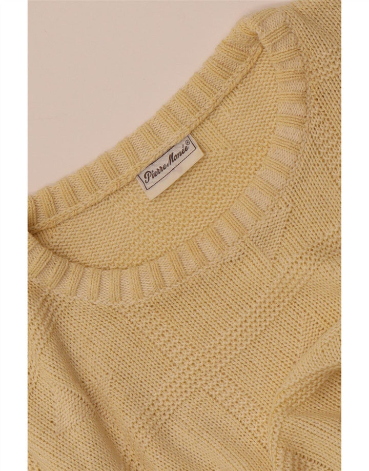 VINTAGE Mens Crew Neck Jumper Sweater Medium Yellow