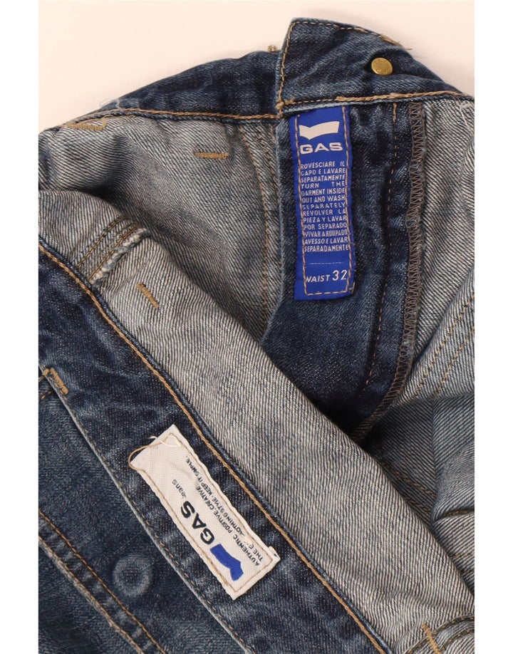 GAS Mens Distressed Bootcut Jeans W32 L34 Blue