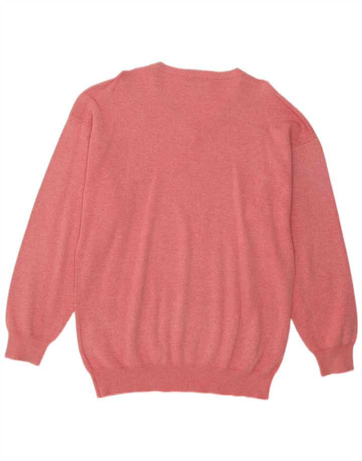 GANT Mens V-Neck Jumper Sweater XL Pink Flecked Cotton