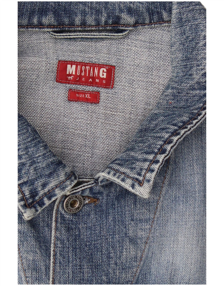 MUSTANG Mens Denim Jacket UK 42 XL Blue Cotton