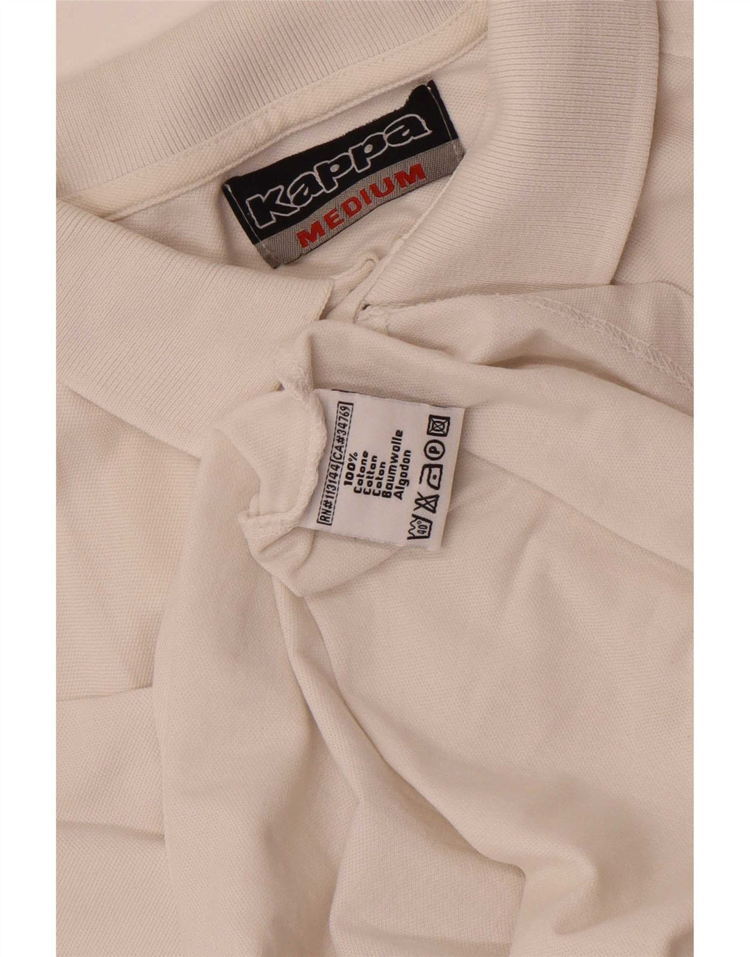 Kappa Mens Polo Shirt Medium White Cotton