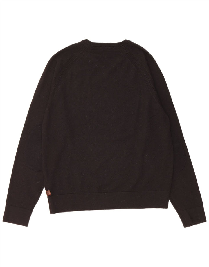 Timberland Mens Regular Fit V-Neck Jumper Sweater Large Black Wool