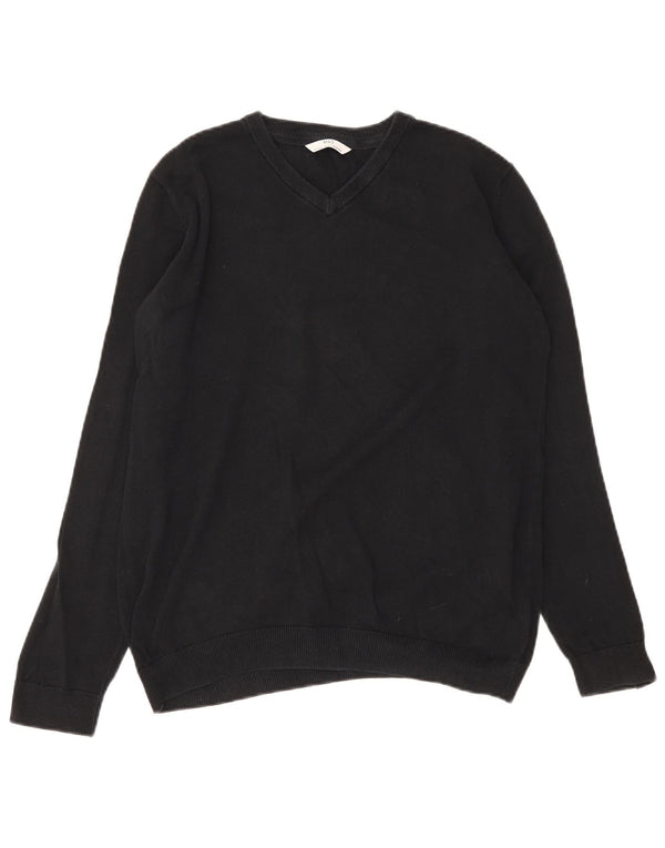 Marks & Spencer Boys V-Neck Jumper Sweater 15-16 Years Black Cotton