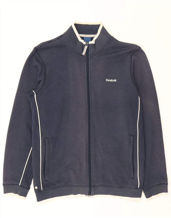 Reebok Mens Tracksuit Top Jacket Small Navy Blue Cotton