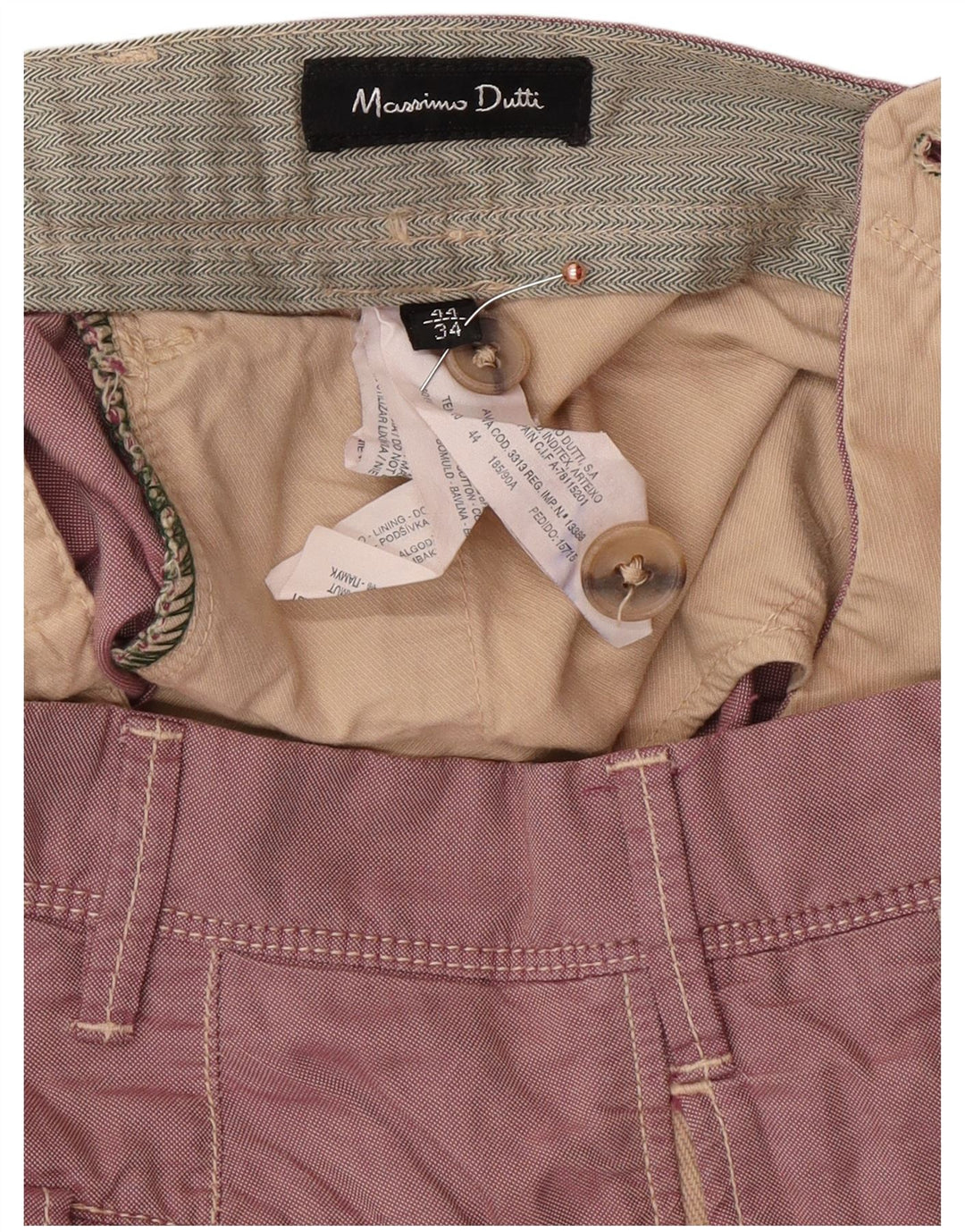 MASSIMO DUTTI Mens Chino Trousers EU 44 Large W34 L31 Pink Classic