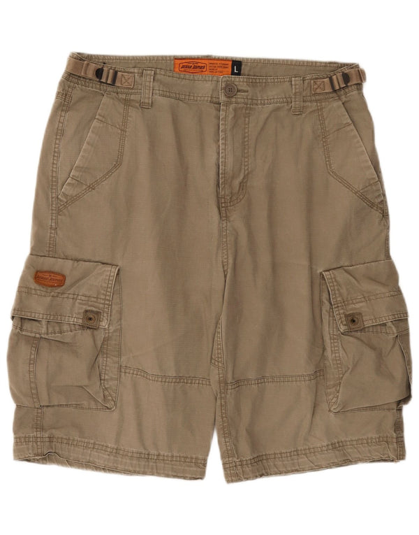 Jesse James Mens Cargo Shorts Large W34 Beige Cotton