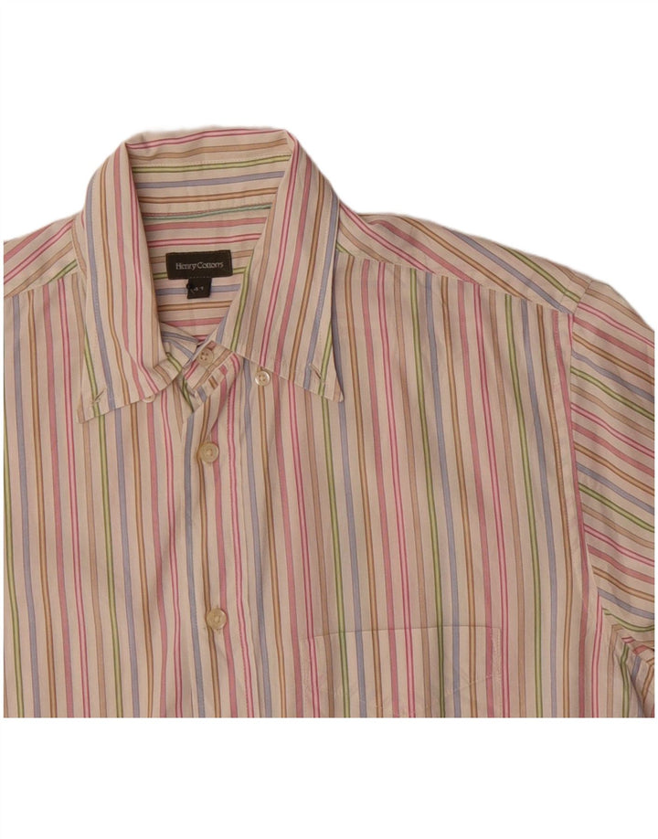 Henry Cottons Mens Shirt Size 41 Medium Multicoloured Striped Cotton