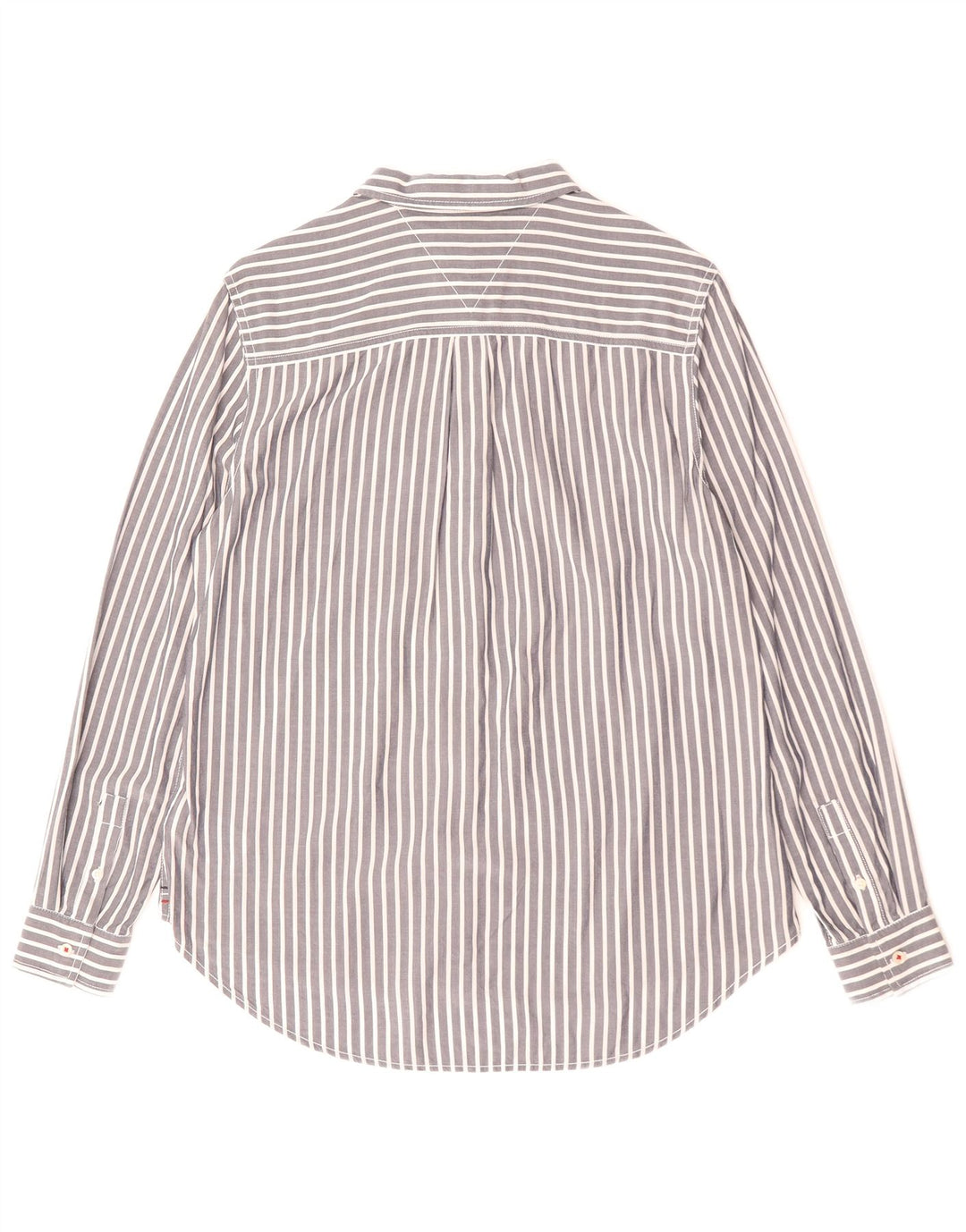 Tommy Hilfiger Womens Shirt UK 14 Medium Grey Striped Cotton