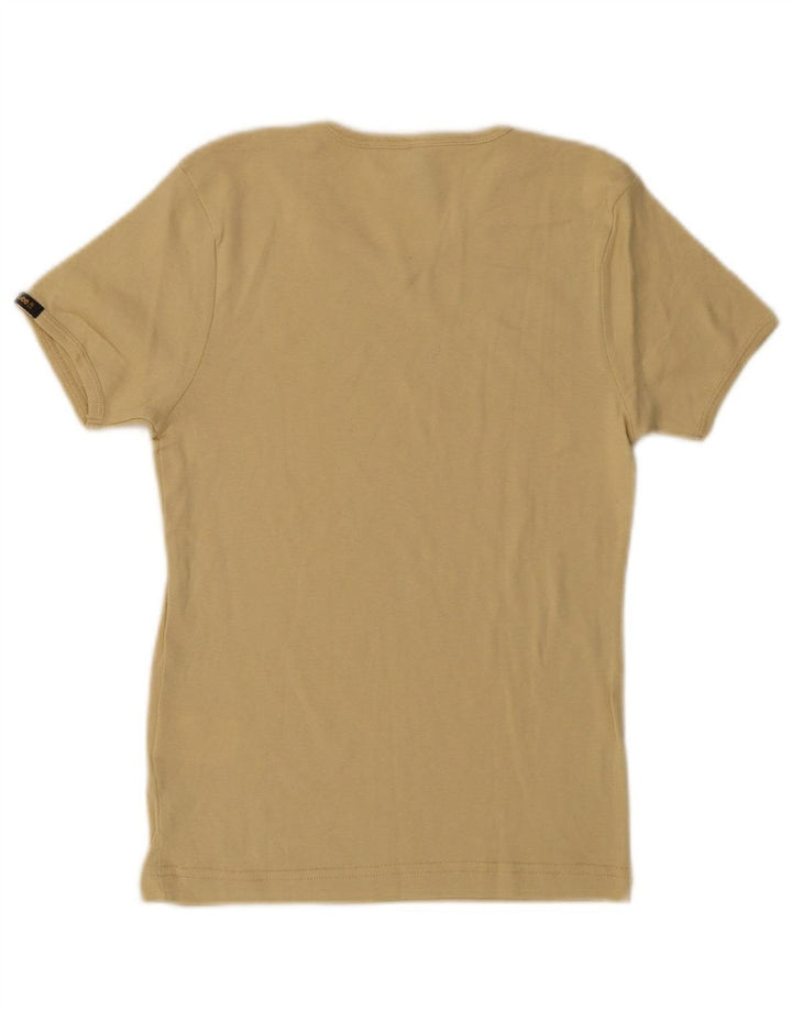 LEE Womens T-Shirt Top UK 12 Medium Beige Cotton