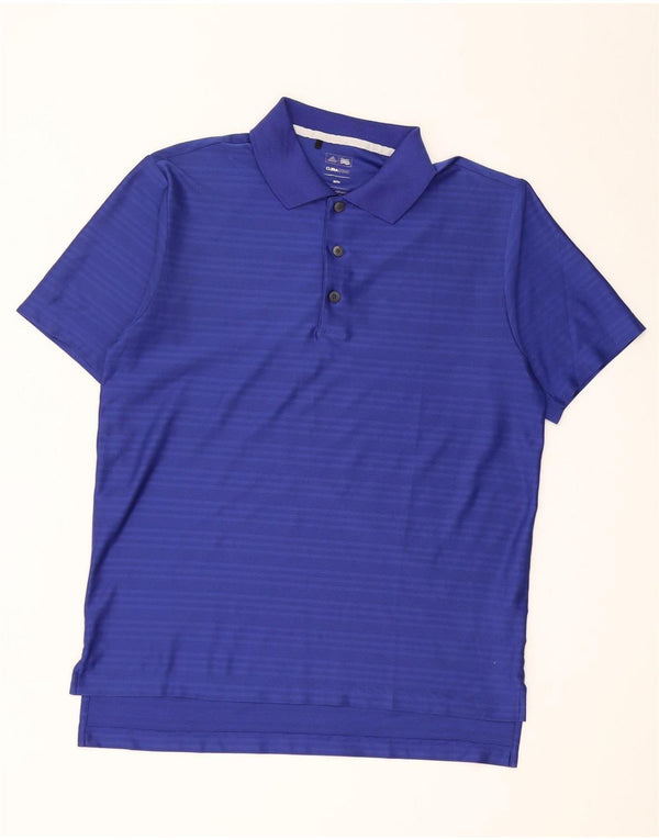 Adidas Mens Climacool Polo Shirt Medium Blue Pinstripe Polyester