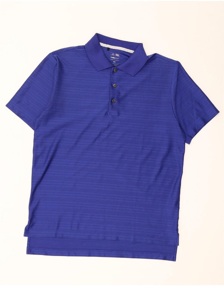 Adidas Mens Climacool Polo Shirt Medium Blue Pinstripe Polyester