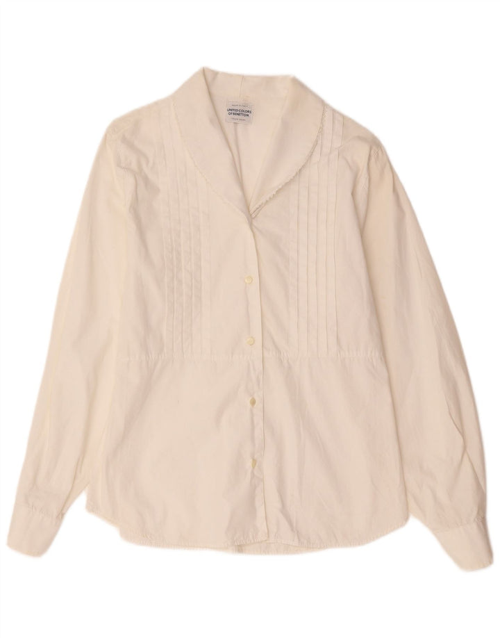 Benetton Womens Tuxedo Shirt UK 12 Medium White