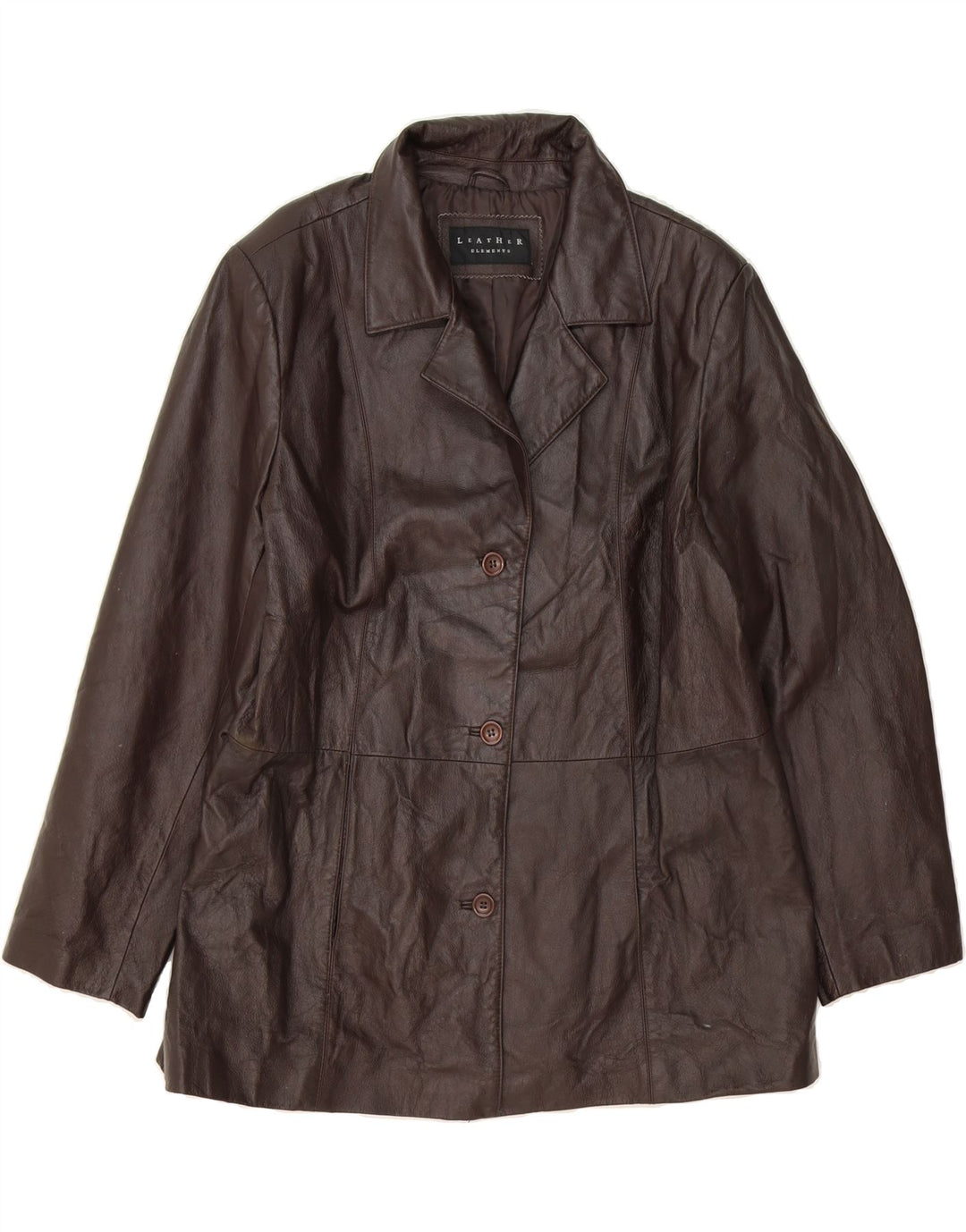 ELEMENTS Womens Leather Coat UK 20 2XL Brown Leather Vintage Elements and Second-Hand Elements from Messina Hembry 