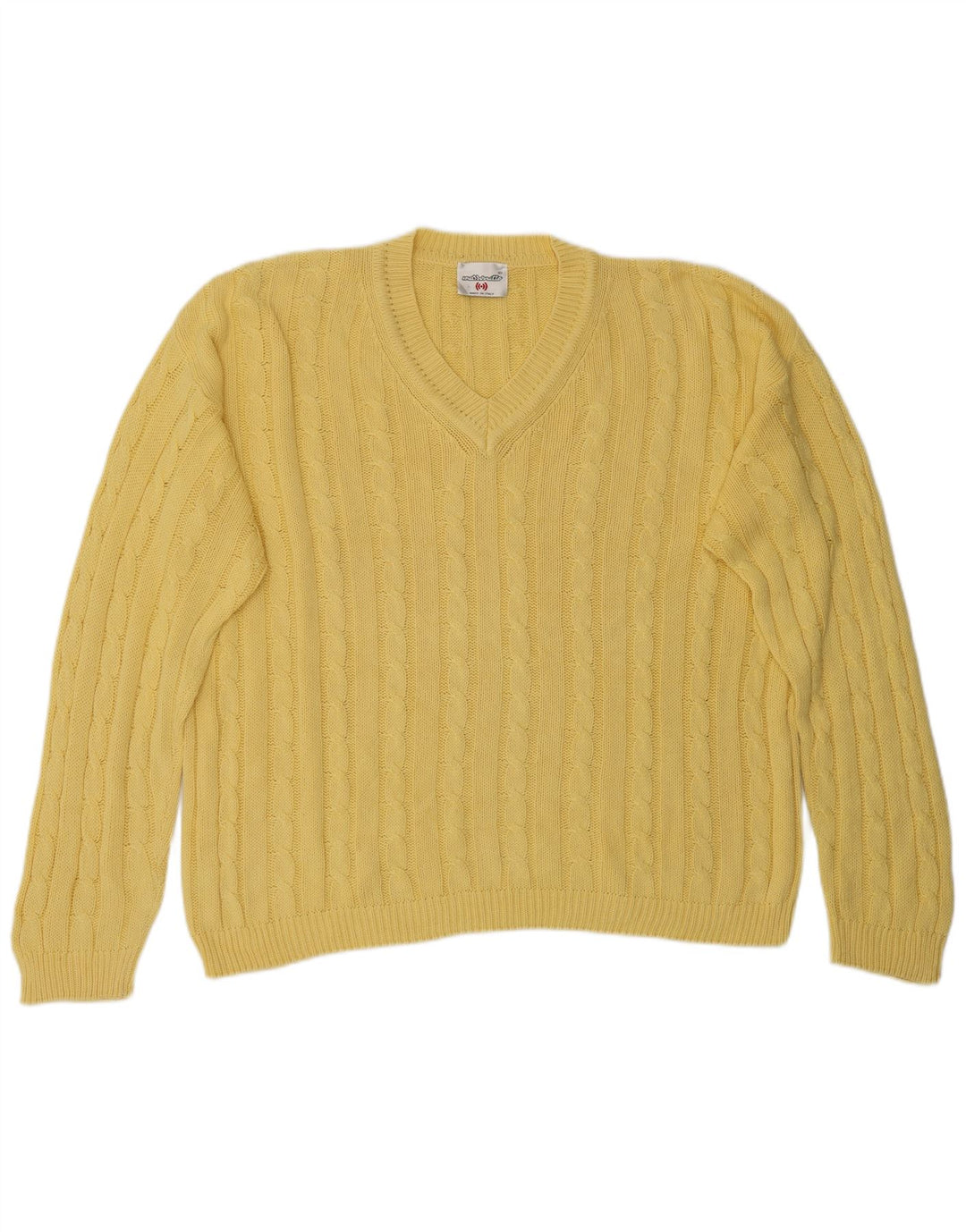 Mazzonetto Mens V-Neck Jumper Sweater Medium Yellow Cotton