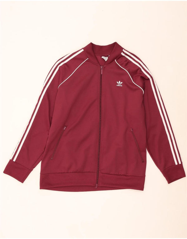Adidas Womens Tracksuit Top Jacket UK 28/30 3XL Burgundy Cotton
