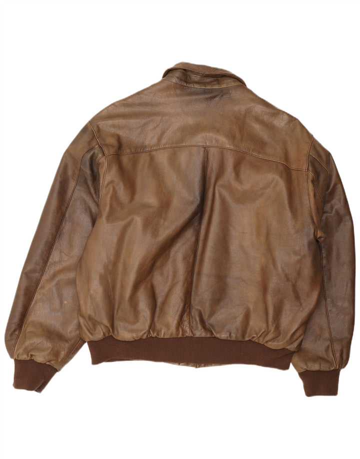 Outback Mens Leather Jacket UK 42 XL Brown Leather