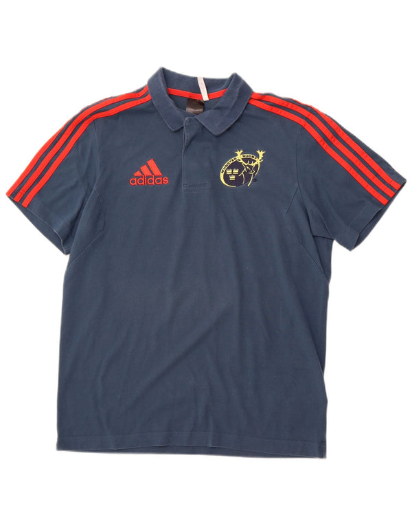 ADIDAS Mens Munster Rugby Graphic Polo Shirt UK 38/40 Medium Navy Blue