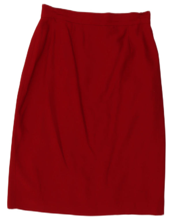Vintage Womens High Waist Straight Skirt UK 14 Medium W28 Red