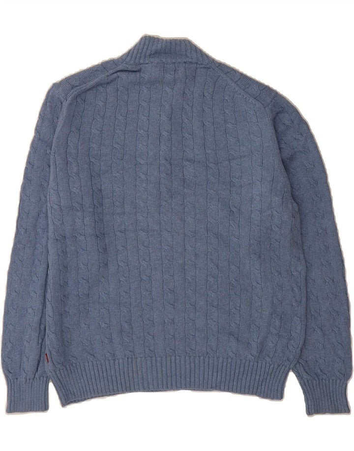 IZOD Mens Zip Neck Jumper Sweater Medium Blue Cotton Vintage Izod and Second-Hand Izod from Messina Hembry 