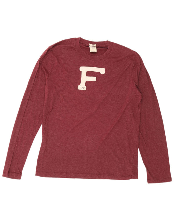 ABERCROMBIE & FITCH Mens Muscle Graphic Top Long Sleeve Large Burgundy