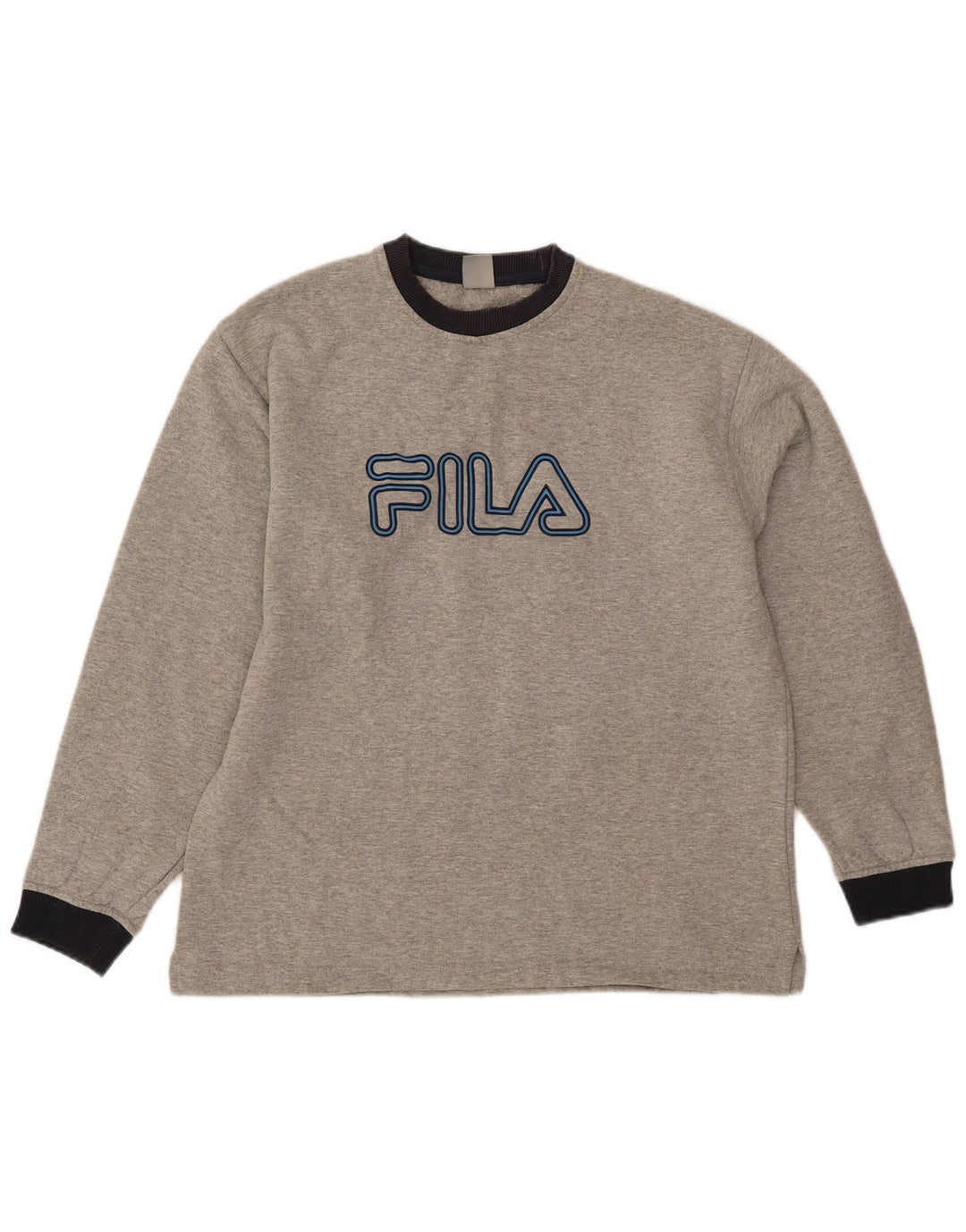 Fila Mens Graphic Sweatshirt Jumper IT 48 Medium Grey Flecked Cotton