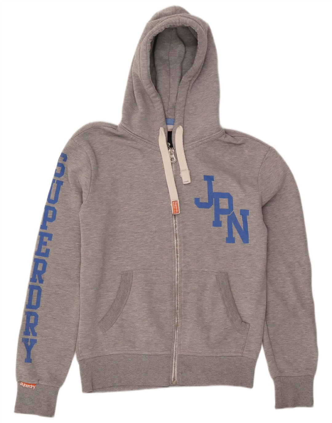 Superdry Mens Graphic Zip Hoodie Sweater Medium Grey Polyester