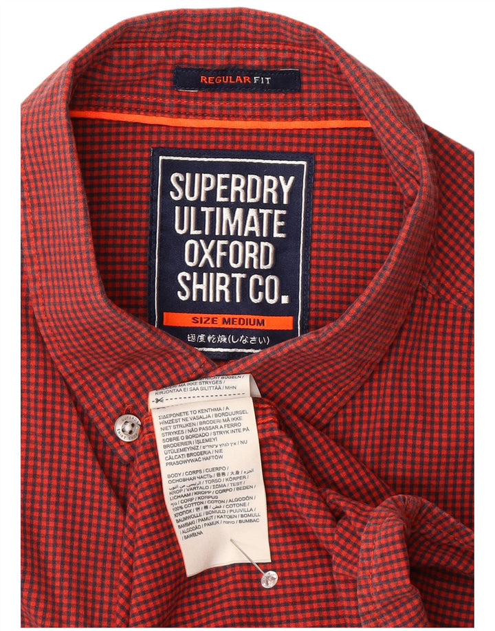 SUPERDRY Mens Regular Fit Shirt Medium Red Gingham Cotton