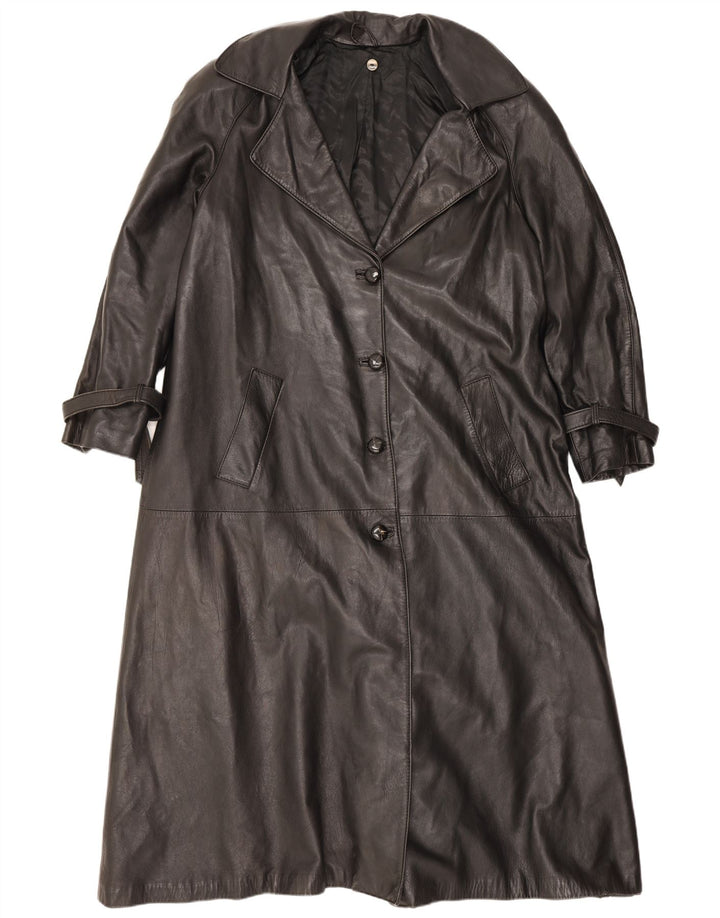 Sacip Womens Leather Coat IT 42 Medium Black