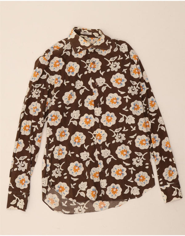Bellini Mens Shirt Suze 39 15 1/2 Medium Brown Floral