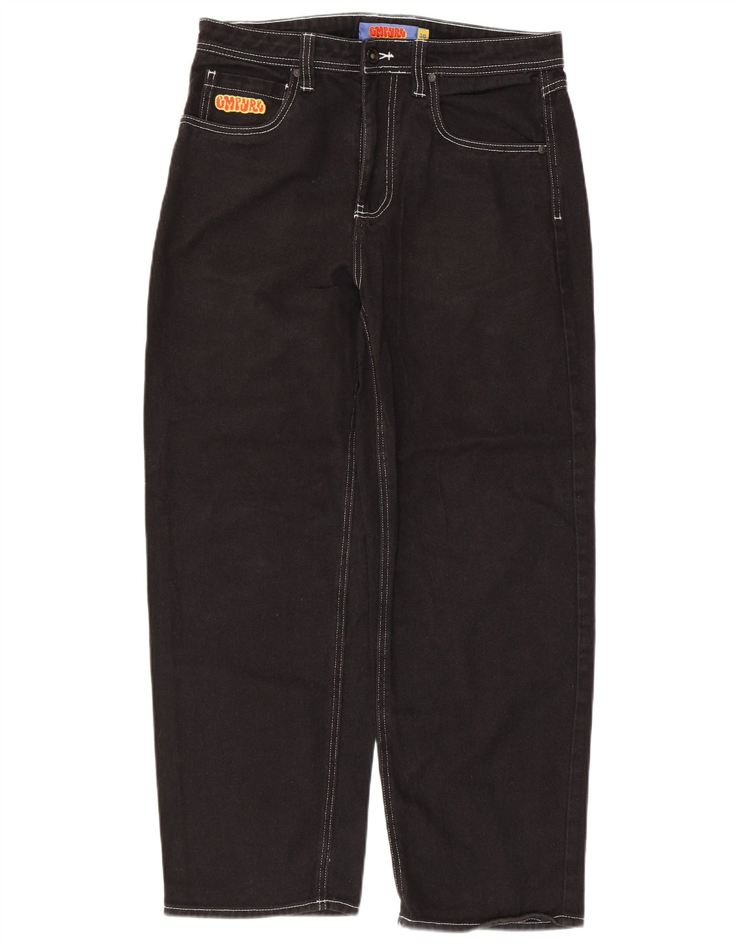 VINTAGE Mens Tapered Jeans W30 L28 Black Cotton