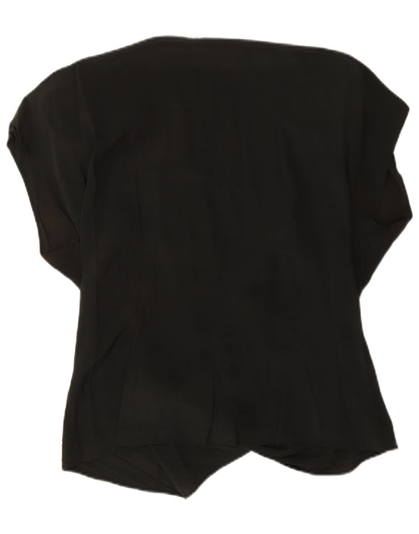 Vintage Womens Oversized Wrap Blouse Top US 4 Small Black Acetate