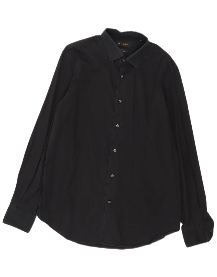 Massimo Dutti Mens Slim Fit Shirt XL Black