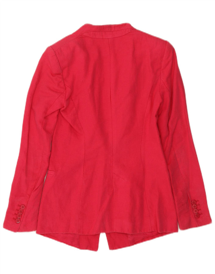 Zara Womens 1 Button Blazer Jacket UK 6 XS Pink Cotton