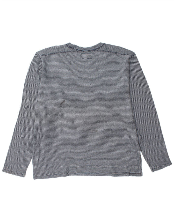 BONOBOS Mens Top Long Sleeve XL Blue Pinstripe Cotton