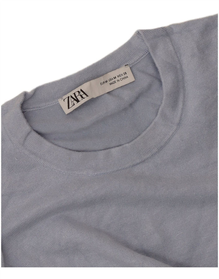 Zara Womens Crew Neck Jumper Sweater UK 12 Medium Blue