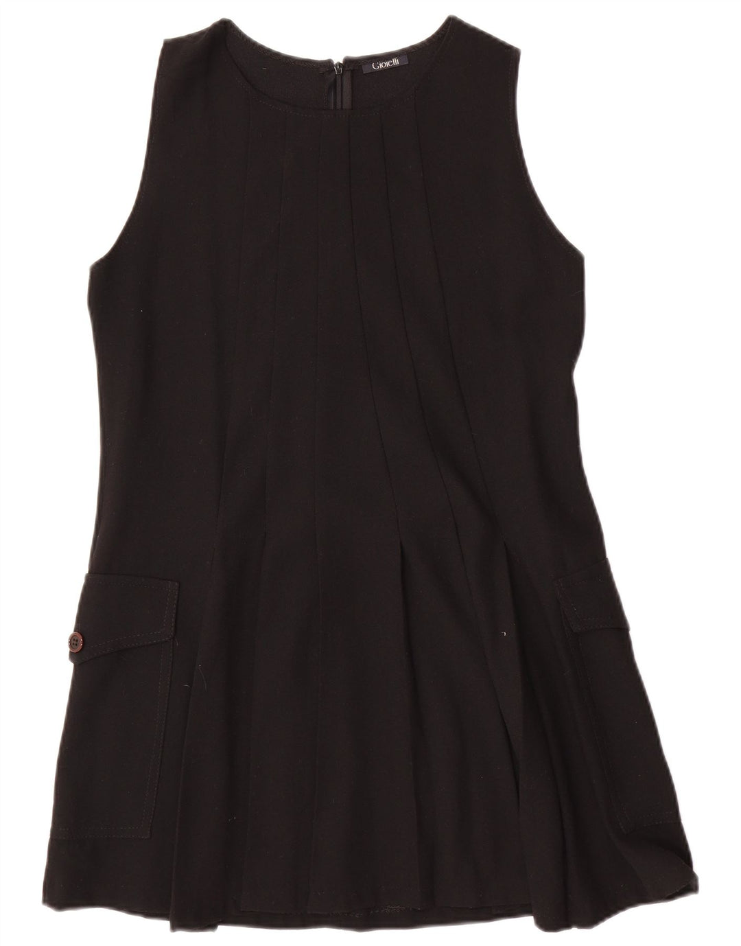 Vintage Womens Sleeveless A-Line Dress UK 12 Medium Black Wool