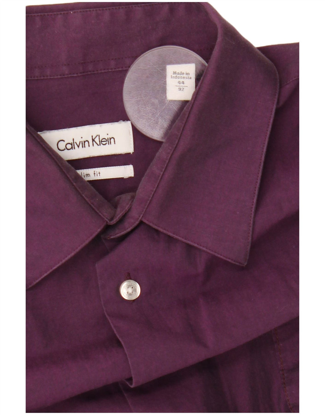 CALVIN KLEIN Mens Slim Fit Shirt Size 44 XL Purple Cotton