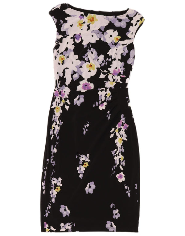 Ralph Lauren Womens Sheath Dress US 4 Small Black Floral Polyester