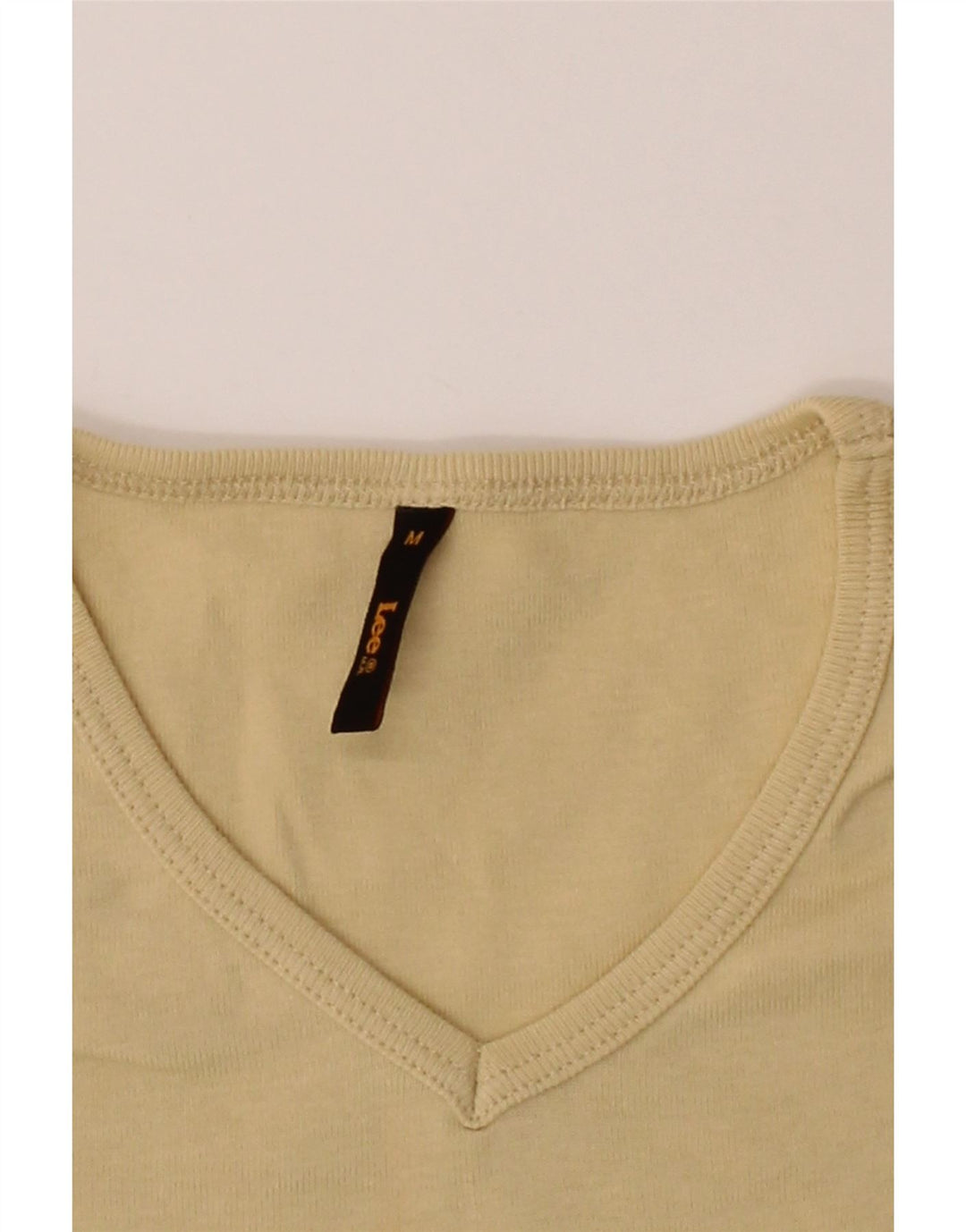 LEE Womens T-Shirt Top UK 12 Medium Beige Cotton