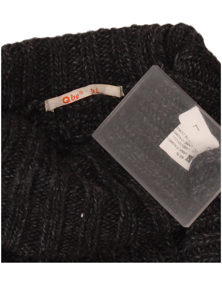 Vintage Mens Roll Neck Jumper Sweater Large Grey Lambswool